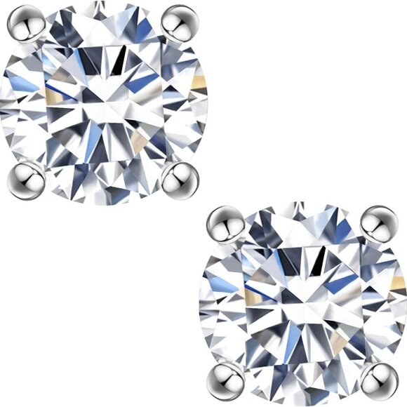 Moissanite Stud Earrings 0.6ct-2ct DF Color Brilliant Round Cut Lab Created Moi